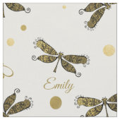 Personalisierte Goldene Namenspunkte und Dragonfly Stoff (Nahaufnahme)