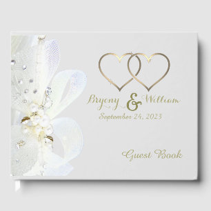Personalisierte Goldene Perlen und Hochzeit Gästebuch