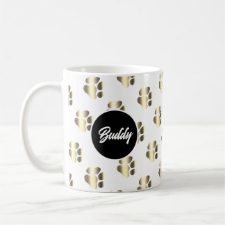 Personalisierte goldene Pfoten Muster Haustierlieb Kaffeetasse