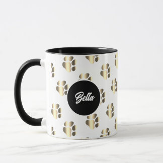 Personalisierte goldene Pfoten Muster Haustierlieb Tasse