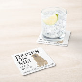 Personalisierte Goldene Retriever Hochzeit Rechteckiger Pappuntersetzer (Vor Ort)