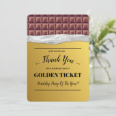 Personalisierte Goldene Ticketschokolade Dankeskarte (Stehend Vorderseite)