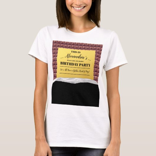 Personalisierte Goldene Ticketschokolade Geburtsta T-Shirt (Vorderseite)