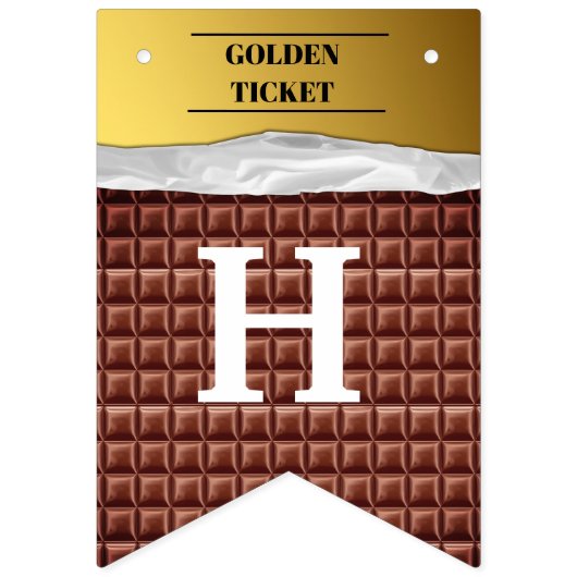 Personalisierte Goldene Ticketschokolade Geburtsta Wimpelkette (Erste Fahne)