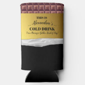 Personalisierte Goldene Ticketschokolade Selters Dosenkühler (Rückseite)