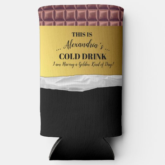 Personalisierte Goldene Ticketschokolade Selters Dosenkühler (Vorderseite)