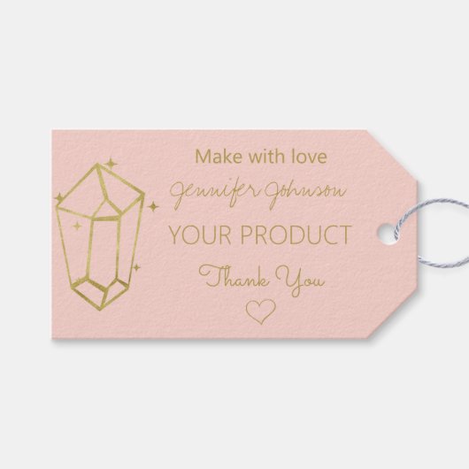 Personalisierte goldfarbene Rosa-Giftmarken Geschenkanhänger (Vorderseite (Horizontal))