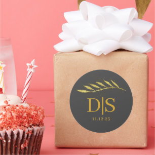 Personalisierte Goldfarbenprägung für Hochzeitsfei Runder Aufkleber