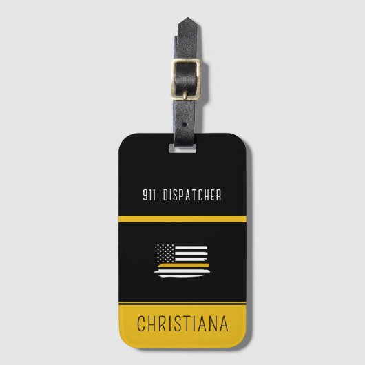 Personalisierte Goldflagge 911 Gepäckanhänger (Vorderseite Vertikal)