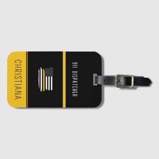 Personalisierte Goldflagge 911 Gepäckanhänger (Vorderseite (Horizontal))