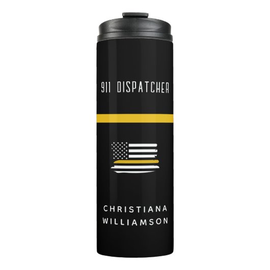 Personalisierte Goldflagge 911 Thermosbecher (Vorderseite)