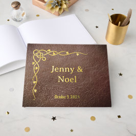 Personalisierte Goldfolie und Imitate Leder Gästebuch