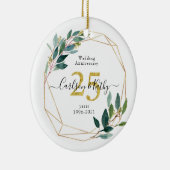 Personalisierte Goldgrün 25 Jahre Keramik Ornament (Rechts)