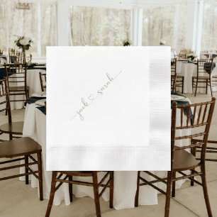 Personalisierte Goldherz-Schriftart-Namen Hochzeit Serviette