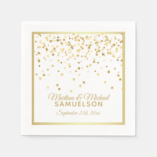 Personalisierte Goldkonfetti-Hochzeit verfügbar Serviette (Vorderseite)