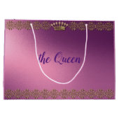 Personalisierte Goldkrone Imitat Glitzer Große Geschenktüte (Rückseite)