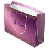 Personalisierte Goldkrone Imitat Glitzer Große Geschenktüte (Rückseite Schrägansicht)