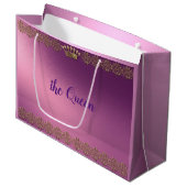 Personalisierte Goldkrone Imitat Glitzer Große Geschenktüte (Vorderseite Schrägansicht)