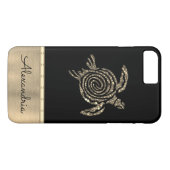 Personalisierte Goldmosaikschildkröte Case-Mate iPhone Hülle (Rückseite (Horizontal))