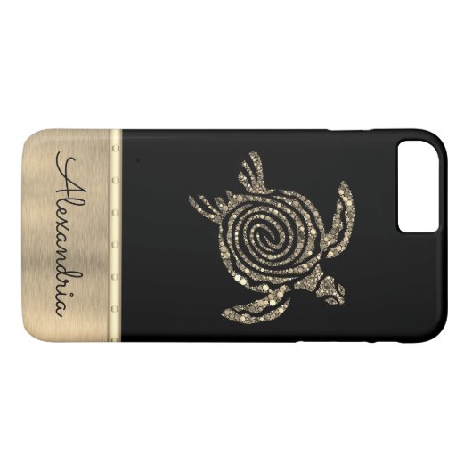Personalisierte Goldmosaikschildkröte Case-Mate iPhone Hülle (Rückseite (Horizontal))