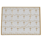 Personalisierte Goldpalm Cross Christening Taufe Große Geschenktüte (Vorderseite)