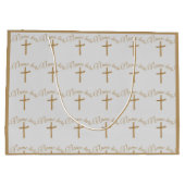 Personalisierte Goldpalm Cross Christening Taufe Große Geschenktüte (Rückseite)