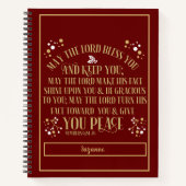 Personalisierte Goldsegmentnummern 6:24-26 Rote Nr Notizblock (Vorderseite)