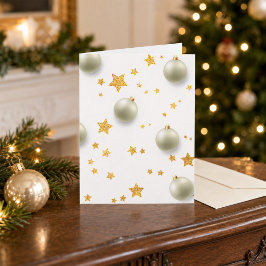 Personalisierte Goldsterne und Weihnachtsbaumschmu Karte