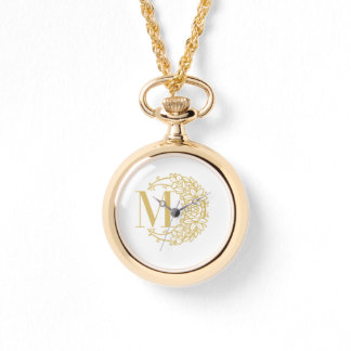 Personalisierte Goldtaschenuhr mit Anfangsbuchstab Armbanduhr