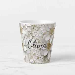 Personalisierte Goldweiße Lotusblumen Milchtasse