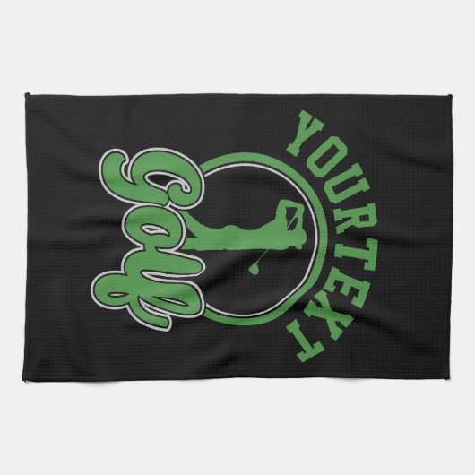 Personalisierte Golf ADD NAME Retro Pro Golfer Swi Geschirrtuch (Horizontal)