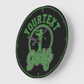 Personalisierte Golf ADD NAME Retro Pro Golfer Swi Große Wanduhr (Winkel)