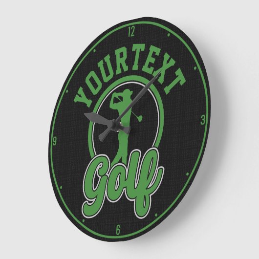 Personalisierte Golf ADD NAME Retro Pro Golfer Swi Große Wanduhr (Winkel)