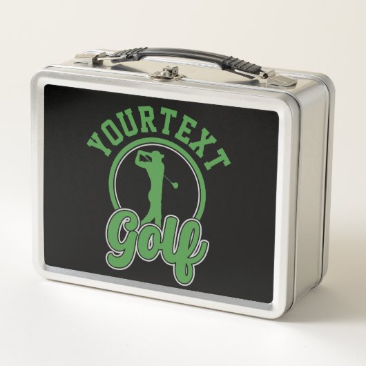 Personalisierte Golf ADD NAME Retro Pro Golfer Swi Metall Brotdose (Vorderseite)