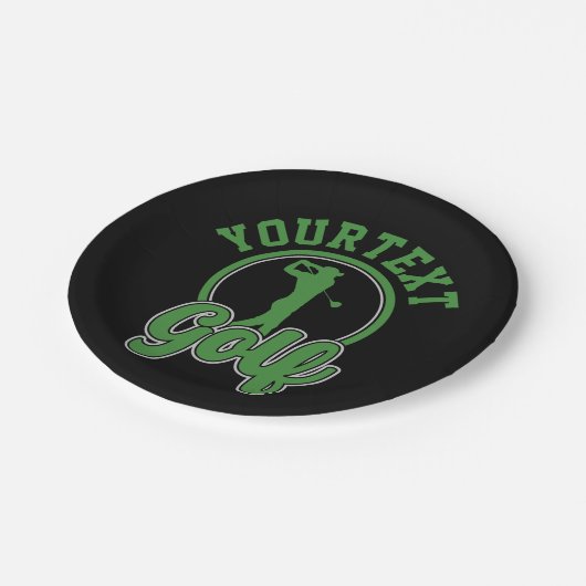 Personalisierte Golf ADD NAME Retro Pro Golfer Swi Pappteller (Schrägansicht)