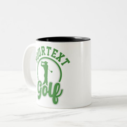 Personalisierte Golf ADD NAME Retro Pro Golfer Swi Zweifarbige Tasse (Vorderseite Links)