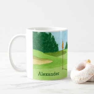 Personalisierte Golf-Kurs-Grün-Illustration Kaffeetasse