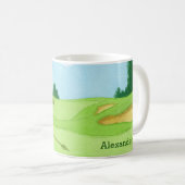 Personalisierte Golf-Kurs-Grün-Illustration Kaffeetasse (VorderseiteRechts)