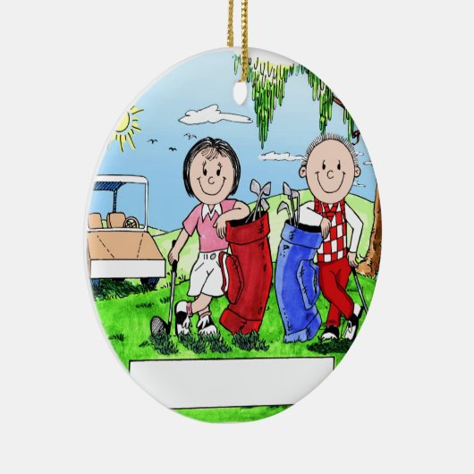 Personalisierte Golf-Paar-Cartoon-Karikatur Keramik Ornament (Rechts)