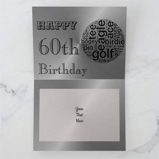 Personalisierte Golf Themenkarte 60. Geburtstag Karte (Innenseite)