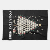 Personalisierte Golf-Weihnachtsbaum-Ausrüstung Fam Geschirrtuch (Horizontal)