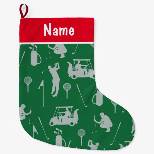 Personalisierte Golf Weihnachtsgeschenke Golf them Großer Weihnachtsstrumpf (Vorderseite)