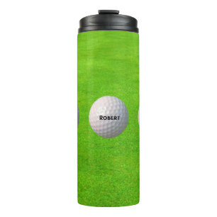 Personalisierte Golfbälle auf Grüns Golfer Thermosbecher