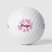Personalisierte Golfbälle mit rosa Hibiskus Blume (Vorderseite)