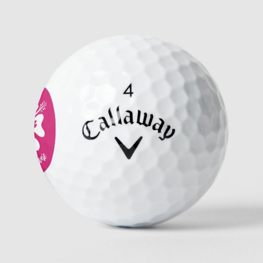Personalisierte Golfbälle mit rosa Hibiskus Blume (Logo)
