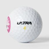 Personalisierte Golfbälle mit rosafarbener Blume (Logo)