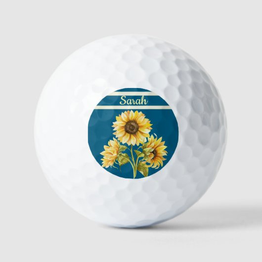 Personalisierte Golfbälle mit Sonnenblumen (Vorderseite)
