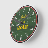 Personalisierte Golfer-Uhr, 19. Loch Runde Wanduhr (Winkel)