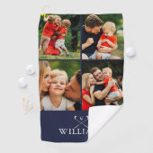 Personalisierte Golfklubs Foto Collage Navy Blue Golfhandtuch (Insitu)