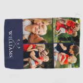 Personalisierte Golfklubs Foto Collage Navy Blue Golfhandtuch (Horizontal)
